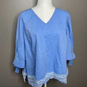 💐 Talbots 2XLP top with eyelet hem trim